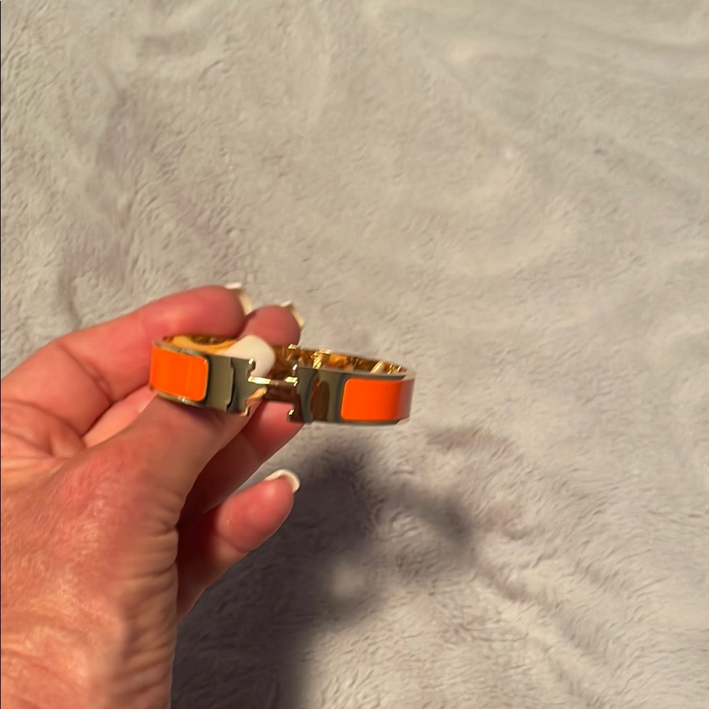 Gold and Orange Enamel Bracelet